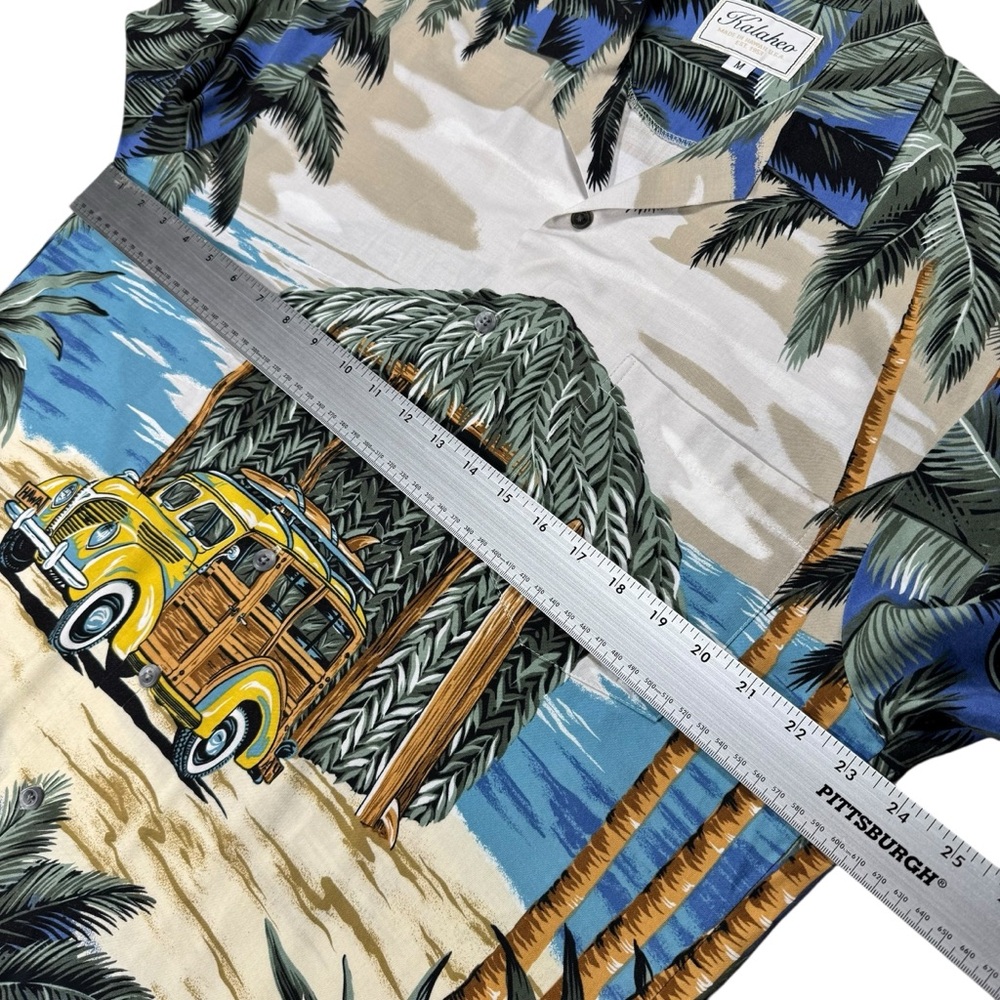 Kalaheo Hawaiian Beach Woody Car Camp Shirt Medium - Picture 6 of 8